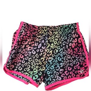 Childrens Place Girls Sport shorts with Rainbow Cheetah Print